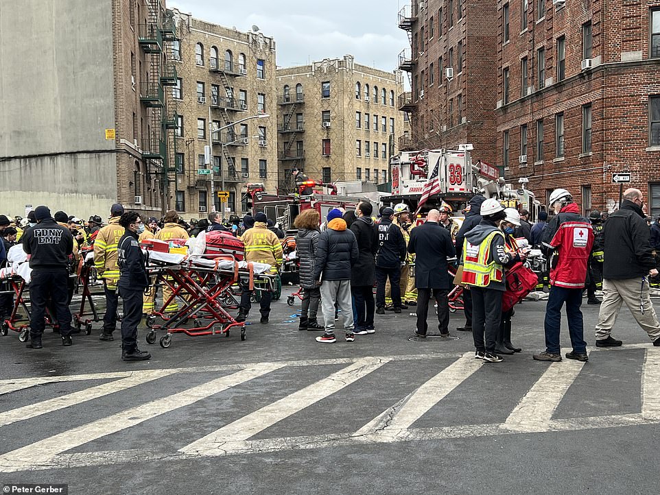 The five-alarm blaze erupted shortly before 11 am on the third floor of a 19-story building at 333 East 181st Street