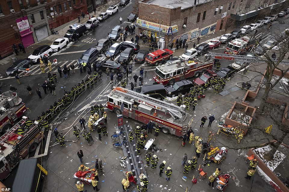 The scene at the fire in the Bronx, which authorities are calling the 'worst in 30 years' in New York City