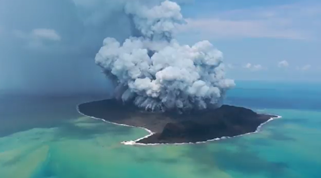 Tsunami waves hit South Pacific island of Tonga following volcanic eruption