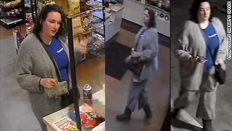 Naomi Irion is seen in video surveillance footage at a Walmart the morning she was allegedly abducted. 