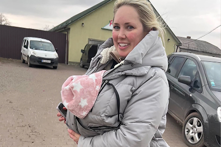 Jessie Boeckmann crossed from Ukraine into Poland on foot with her newborn.