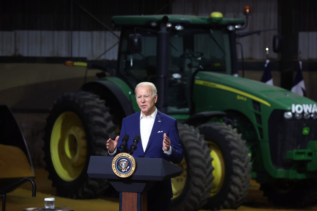  President Joe Biden speaks to guests.