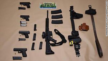 The Vanderburgh County Sheriff's Office released images of weapons they say were recovered from the crashed Cadillac.